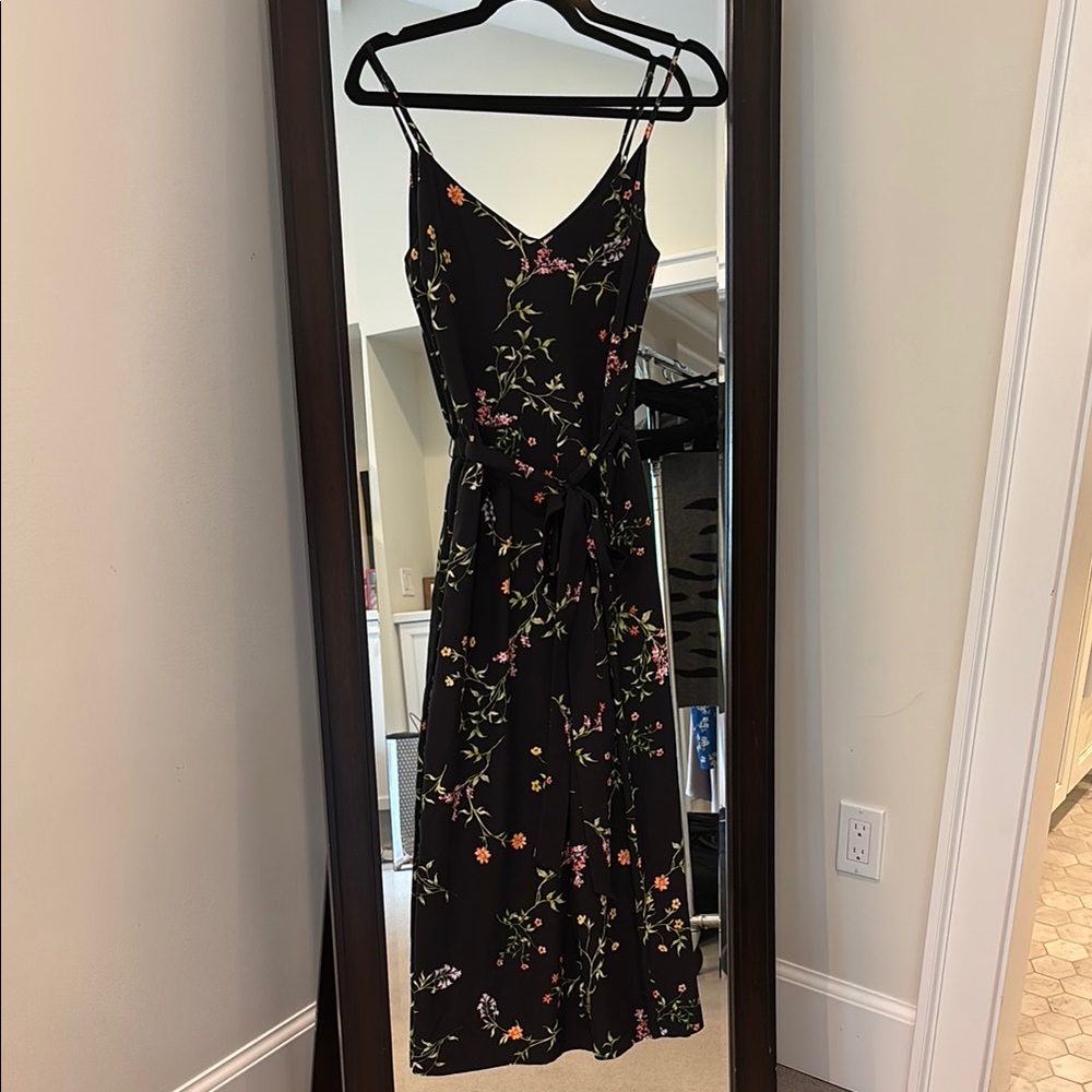 L'AGENCE Black and Pink Sleeveless Wide Leg Jumpsuit